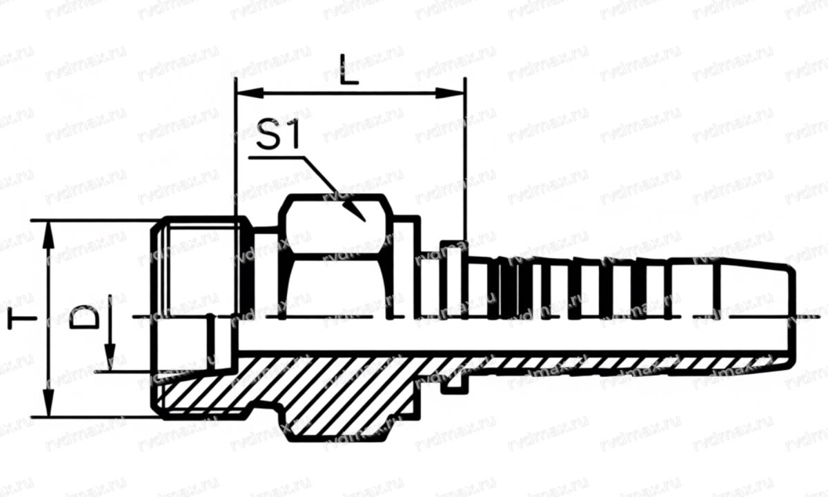 Metric Фитинг метрический M52x2 DN20 для трубы 38мм (1)