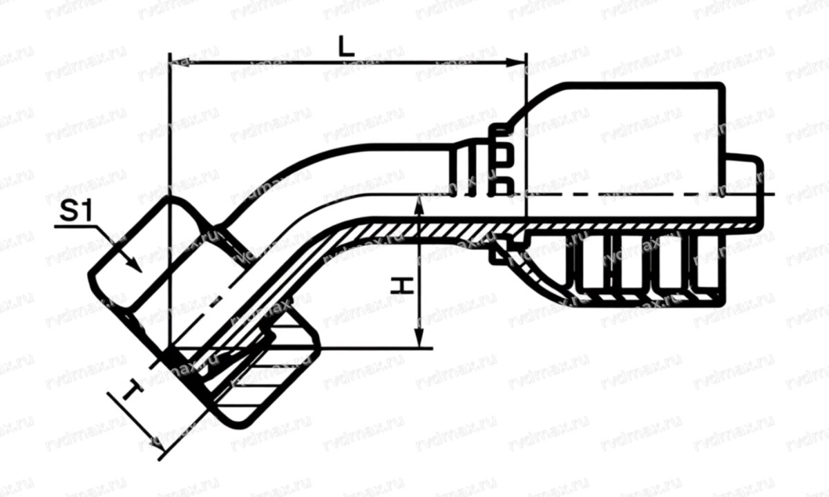 Metric Фитинг метрический 45° внутренний M45x2 DN32 DASH20 конус 24° (1)