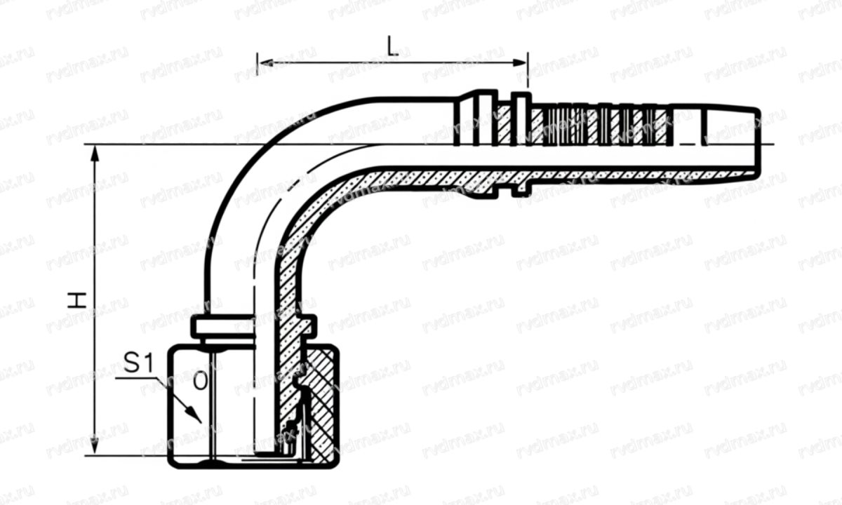 Metric Угловой фитинг 90° внутренняя метрическая M22x1.5 DN10 конус 24° (1)