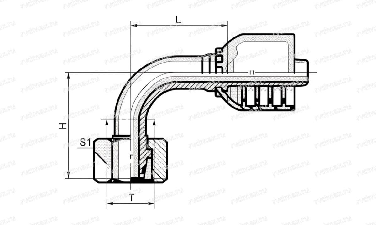 Metric Угловой фитинг 90° внутренний метрический M24x1.5 24° конус DN08 (1)