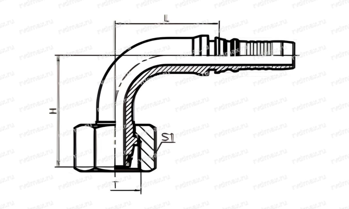 Metric Фитинг 90° угол внутренняя метрическая резьба M52x2 24° конус DN32 (1)
