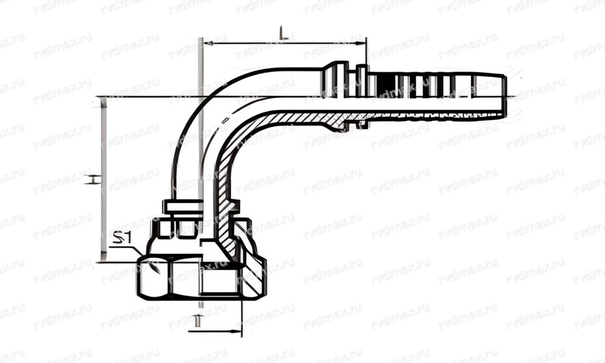 Metric Угловой фитинг 90° внутренняя метрическая M16x1.5 DN06 74° конус (1)