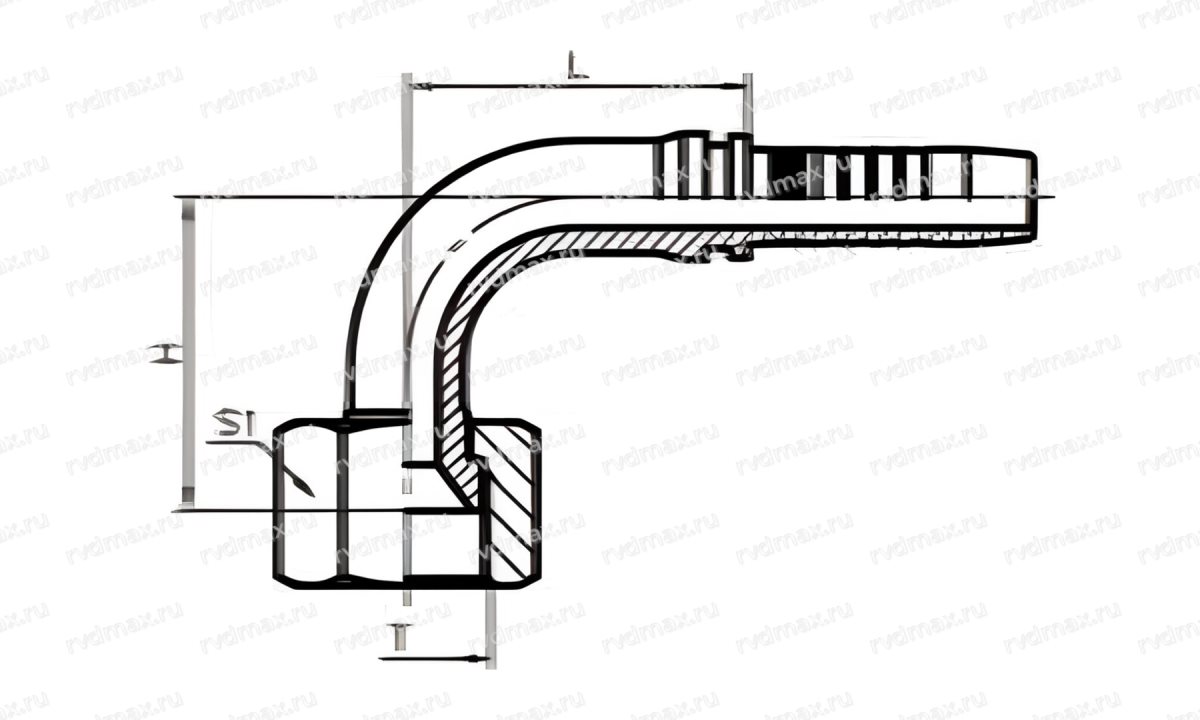 Metric Угловой фитинг 90° внутренняя метрическая M45x2 DN20 74° конус (1)