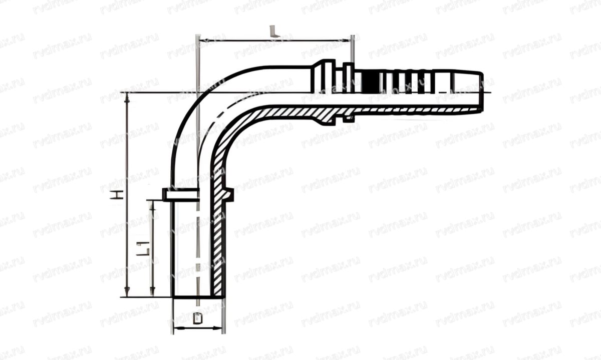 Metric Угловой фитинг 90° метрический DN12 для трубы 20мм (1)