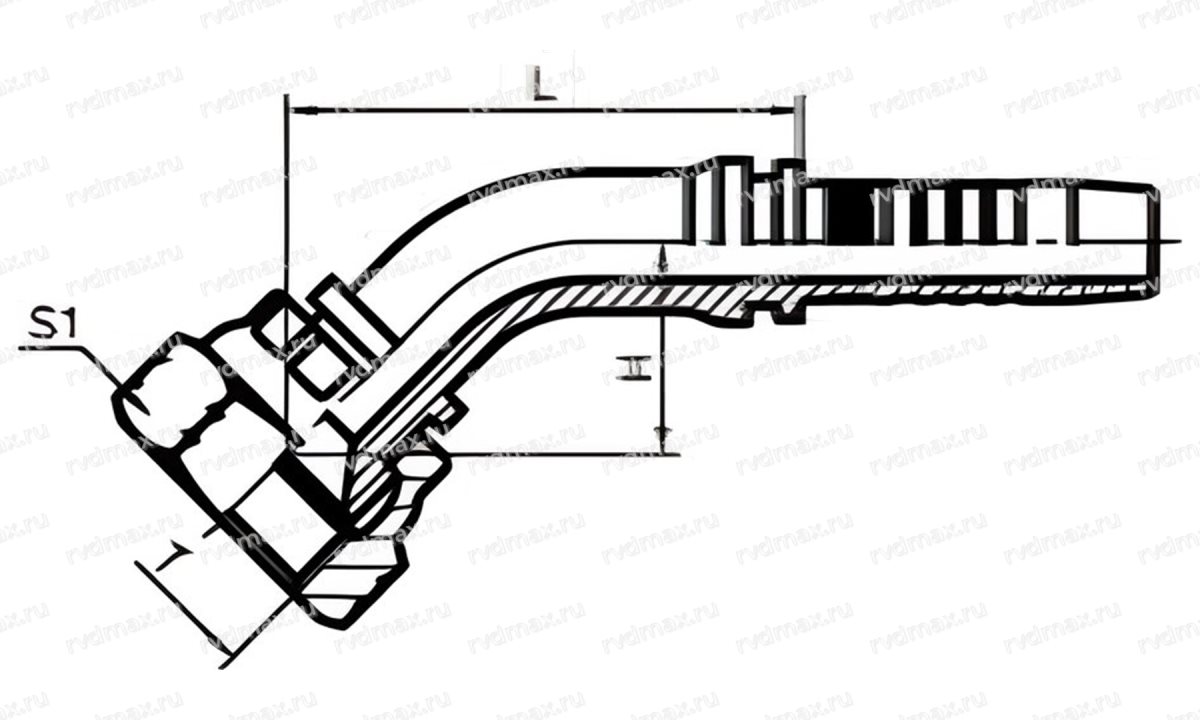 JIC Фитинг JIC 90° внутренний 1/2-20 UNF DN05 для трубы 8мм (1)
