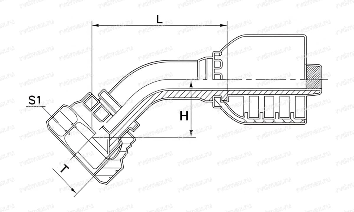 JIC Угловой фитинг 45° JIC 1-7/8