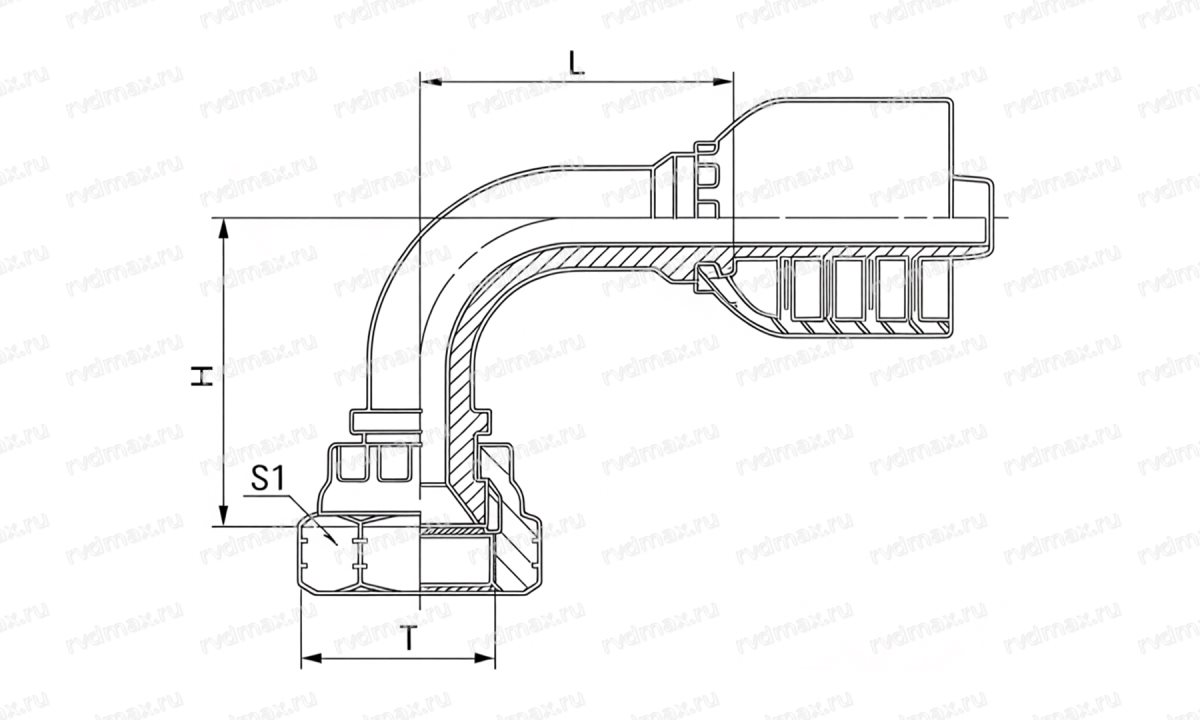 JIC Угловой фитинг 90° JIC 7/8