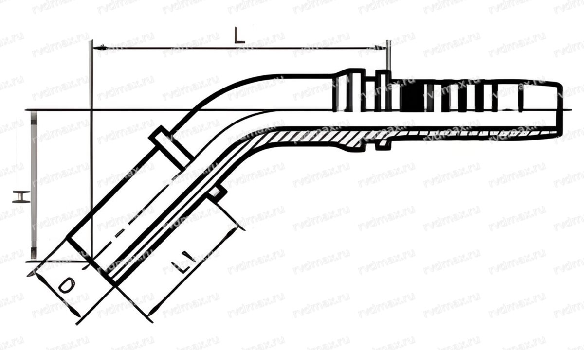 JIC Угловой фитинг 90° JIC 37° конус труба 12мм DN08 (1)
