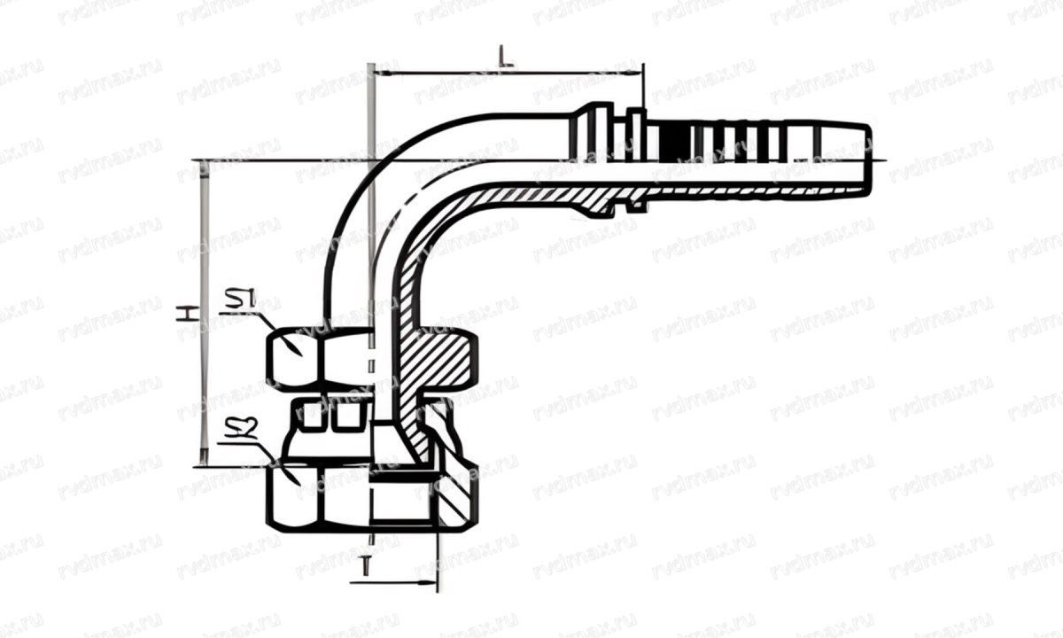 JIS Фитинг 90° JIS внутренняя резьба M14x1.5 DN04 (1)