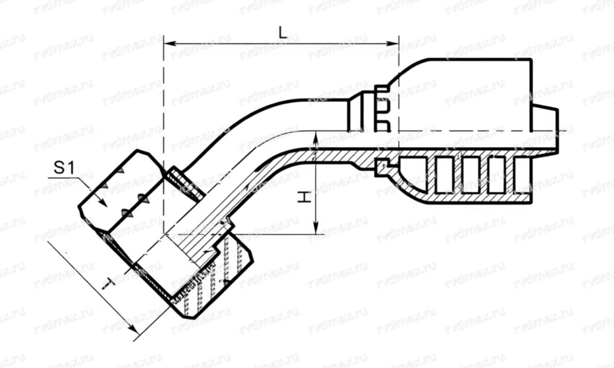 NPT Угловой фитинг 45° NPT 11/16