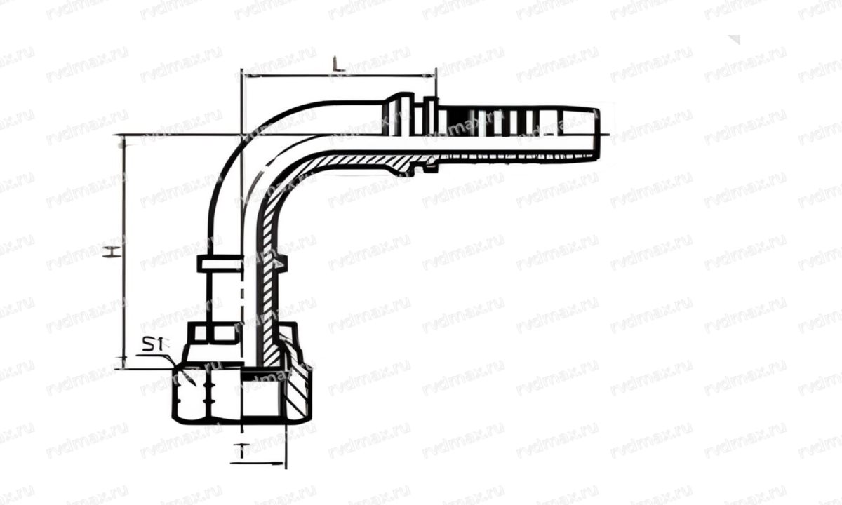 ORFS Фитинг ORFS 90° внутренний 9/16-18 UNF DN04 для трубы 6мм (1)