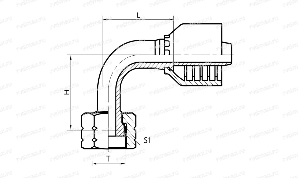 ORFS Угол 90° ORFS внутренняя резьба 1.3/16