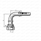 ORFS Фитинг ORFS 90° внутренний 2-12 UNF DN20 для трубы 32мм мни (1)