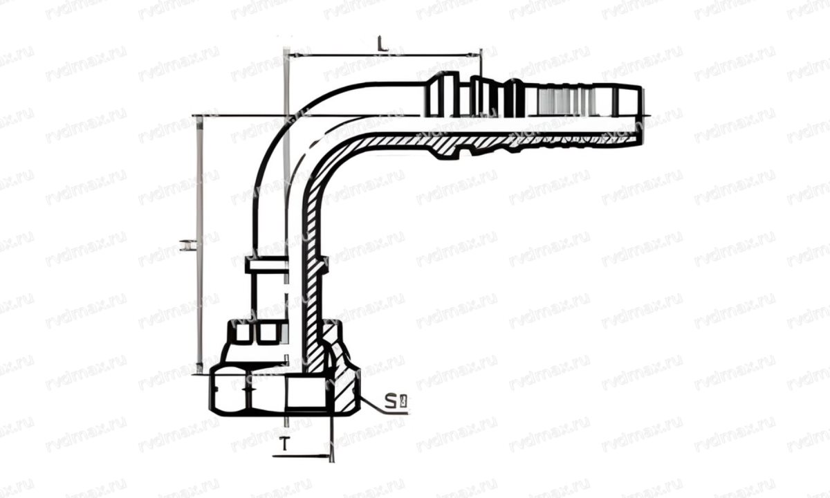 ORFS Фитинг 90° угол внутренняя ORFS резьба 1-3/16